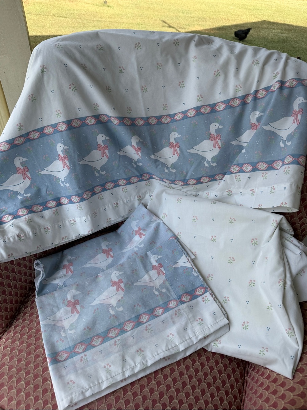 Vintage Cottagecore Country Goose Full Size Sheet Set *READ*